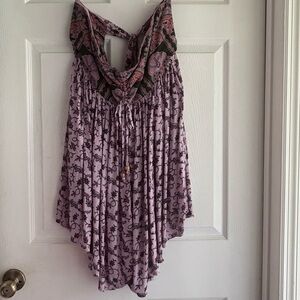 Elegant Purple and Black Floral Halter top strapless dress jumper